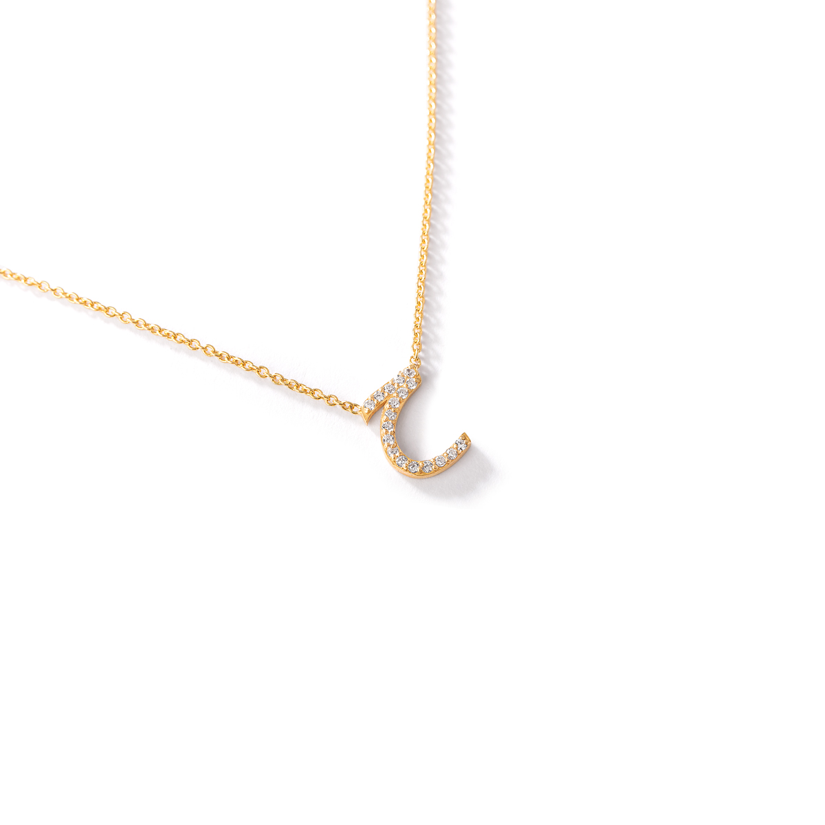 گردنبند طلا نگین دار حرف "ح"